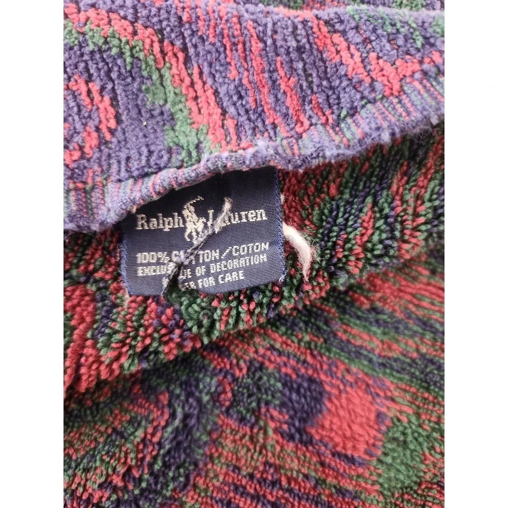 Ralph Lauren Bath Towel Paisley‎ vintage Medallion burgundy Blue Green Cotton